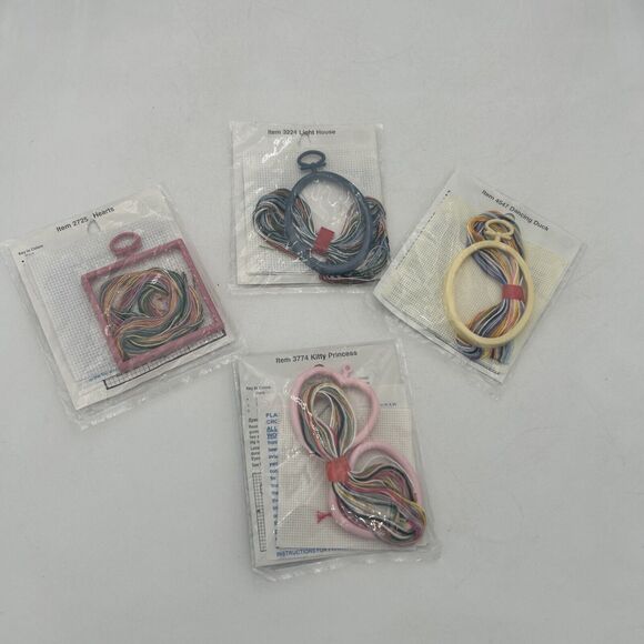 4 Counted Cross Stitch Kit Springtime NMI Kitty, Hearts, Duck & Light House - Picture 4 of 8